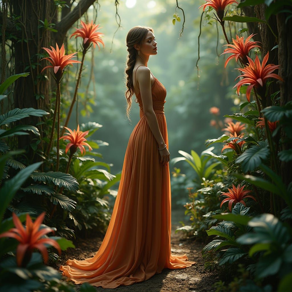 Enchanted Jungle Goddess with Tree Lungwort Bloom