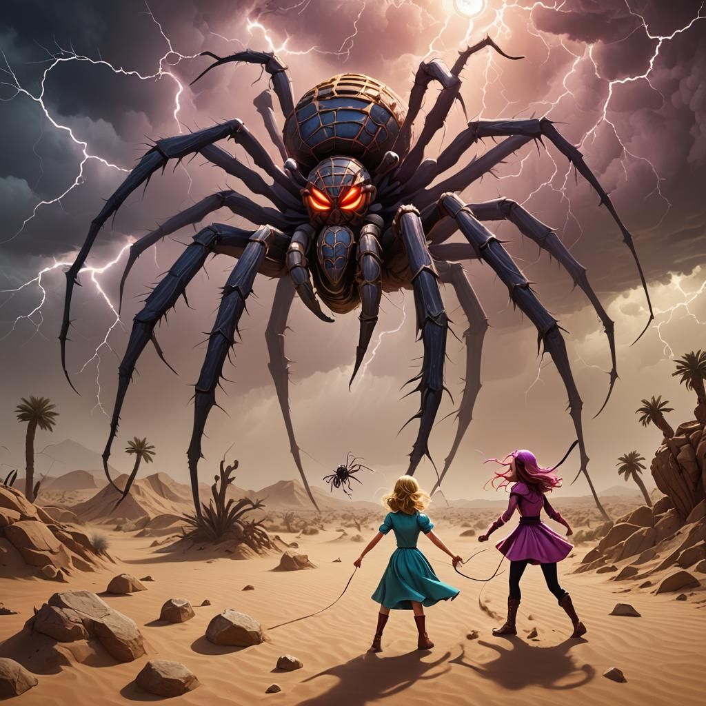 Princess vs. Spider in Desert Sandstorm: Candy Art