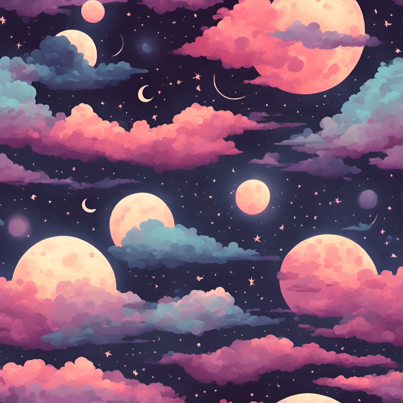 All Moon Phases in the Night Sky