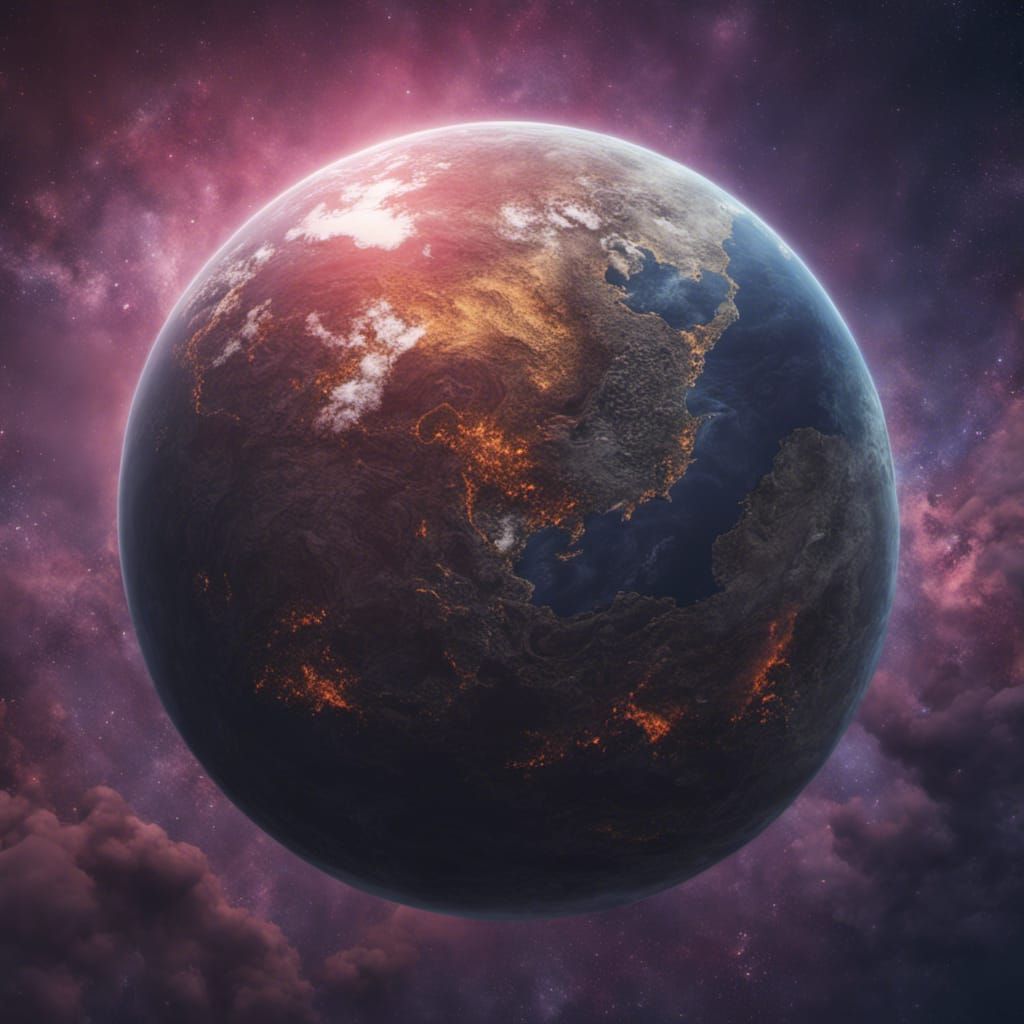 Flat Earth in Space: Detailed Matte Painting