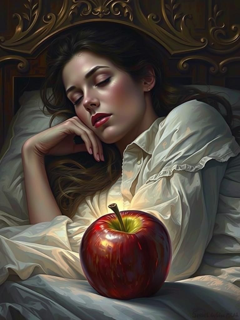 Cursed Apple Beside Sleeping Beauty: Romantic Realism