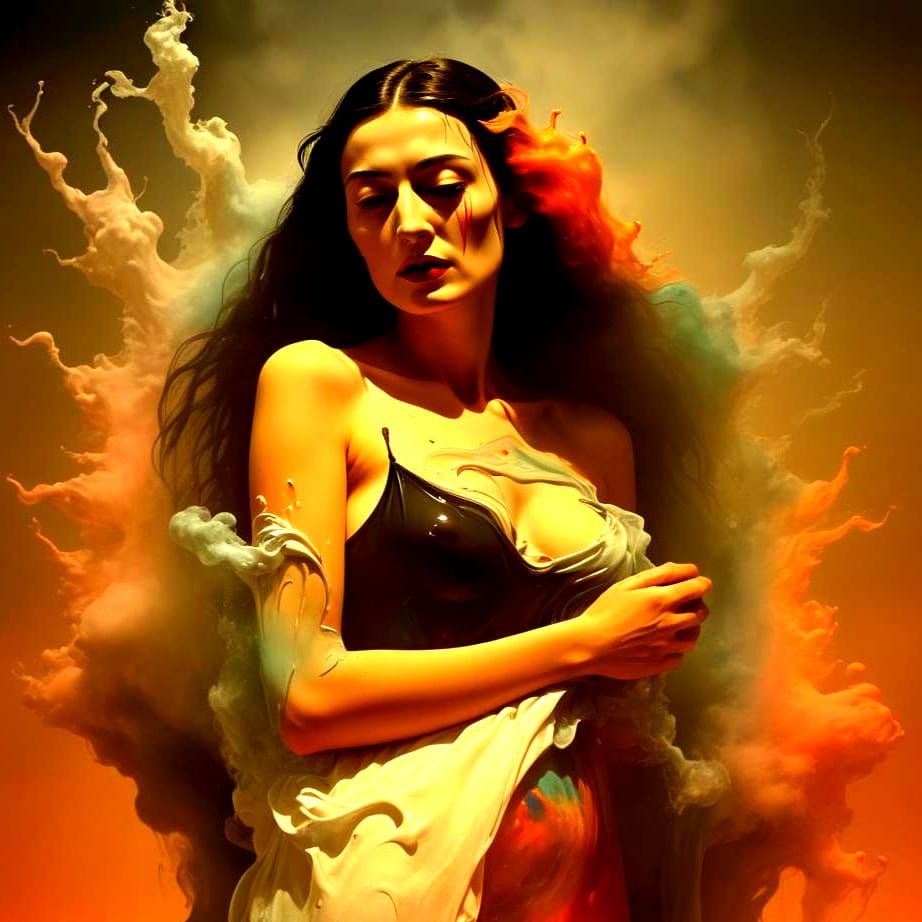 Dreamlike Figure in Surreal Abstract Expressionism