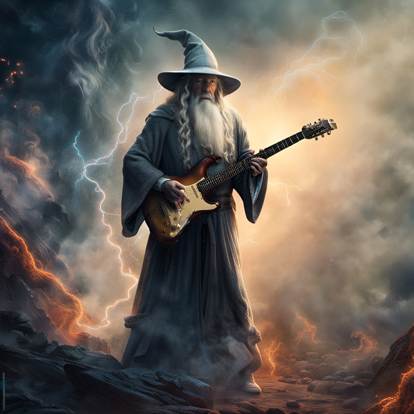Gandalf Rocks Out: Electric Guitar Masterpiece