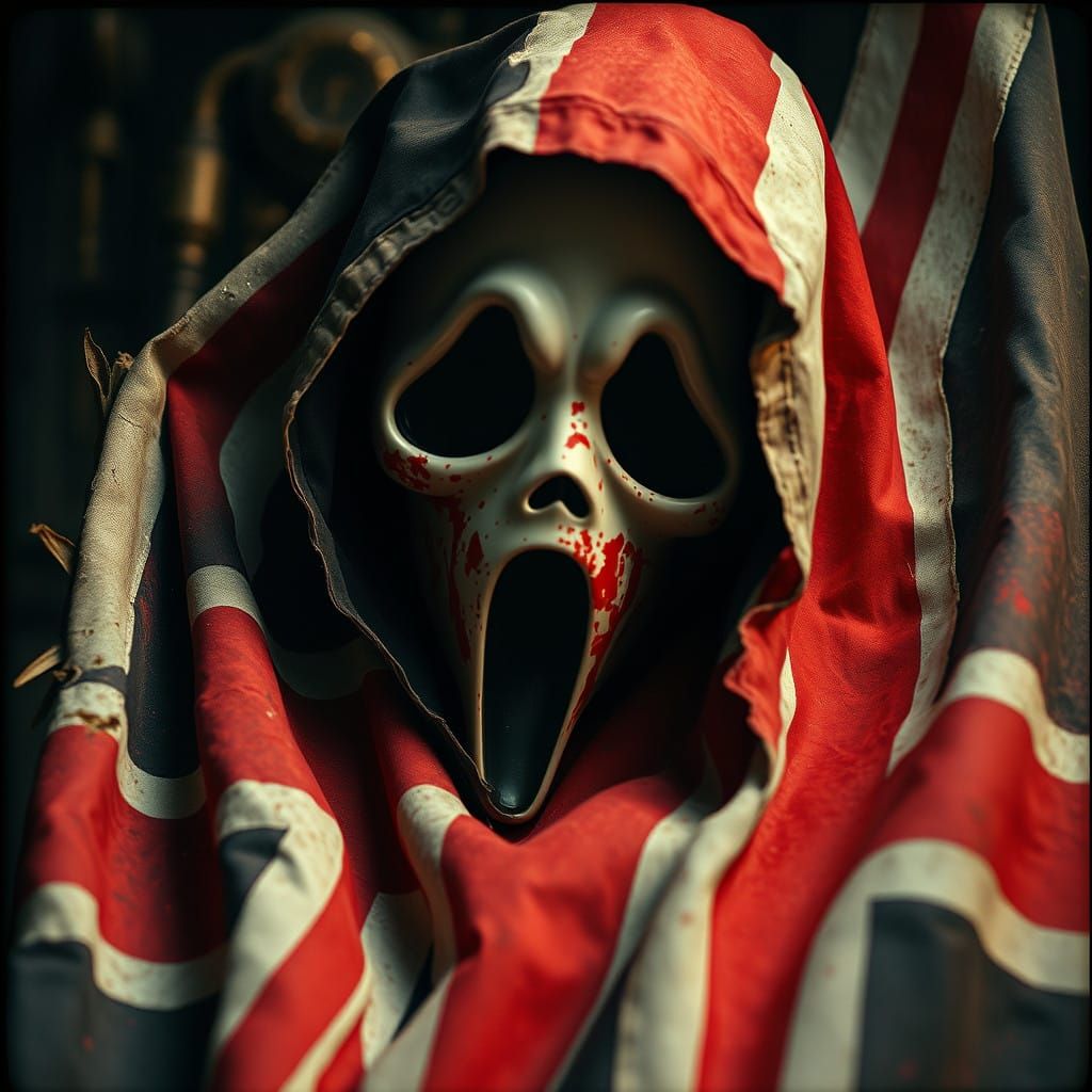 Mysterious Victorian-Era Ghostface Mask in Distressed Union....