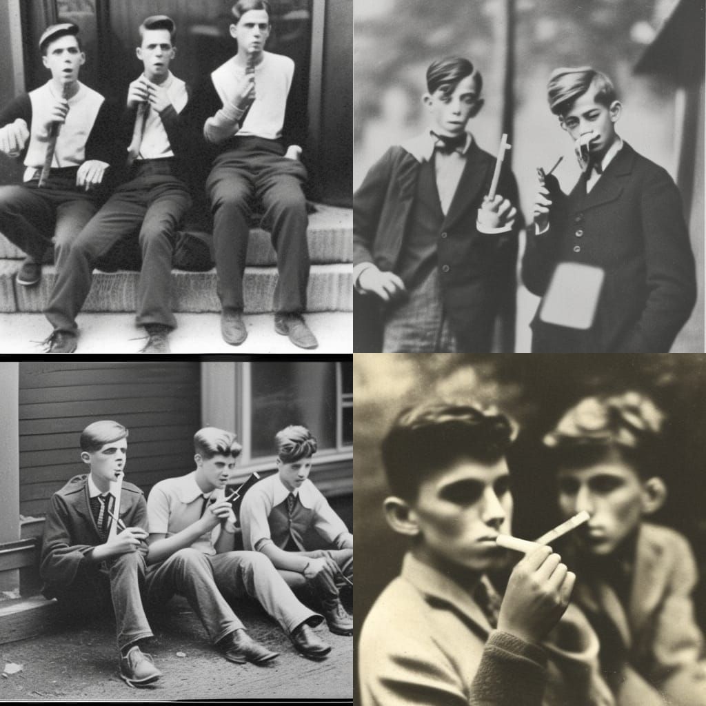 Vintage Photo of Teenage Boys Smoking