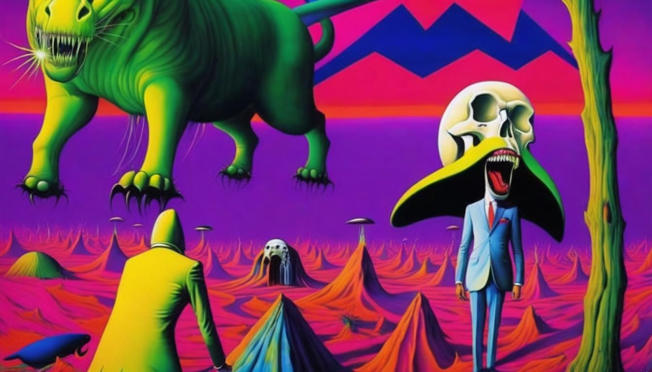 Psychedelic Tribute to Pink Floyd in Surreal Style