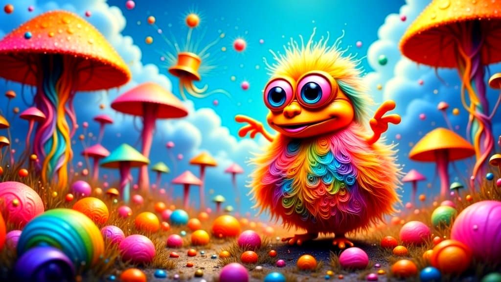 Psychedelic Frog's Surprise in Candy Swamp