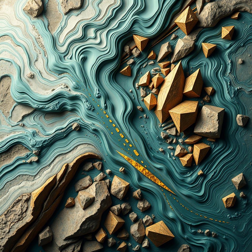 Surreal Nature Meets Geometric Harmony in Abstract Art