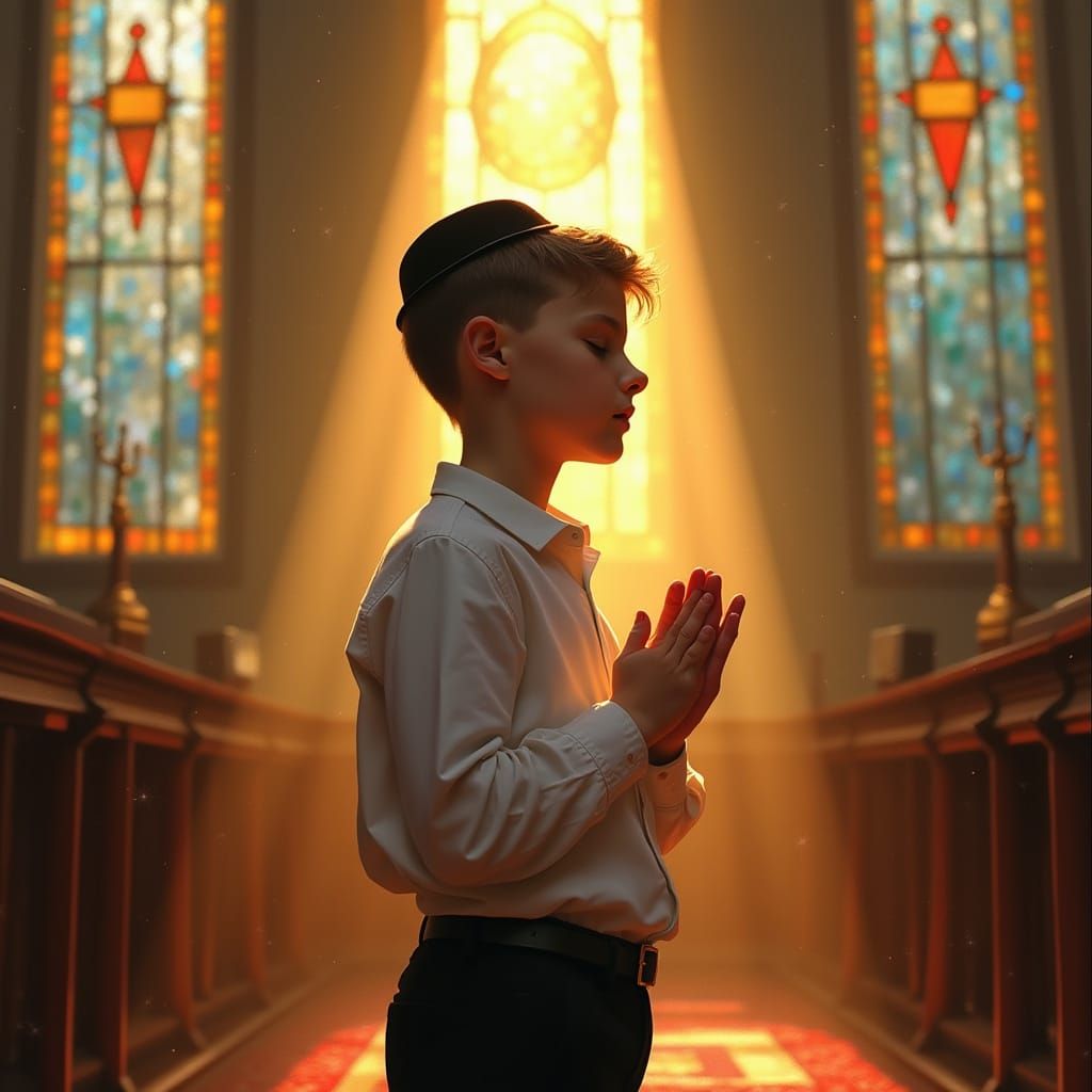 Ultra-Orthodox Jewish Boy in Prayer