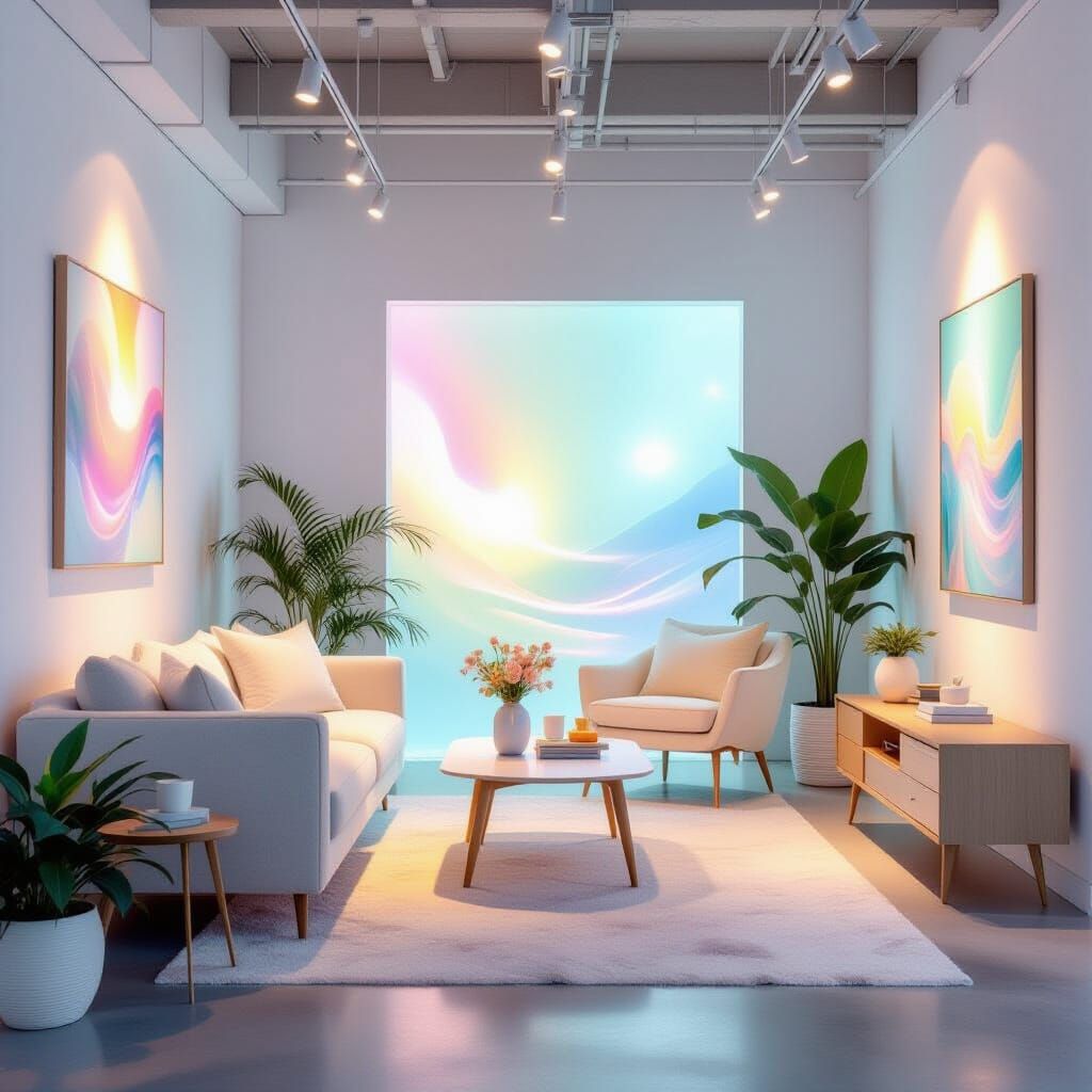 Ethereal Minimalist Painting of 40s Glamour in Luminous Colo...