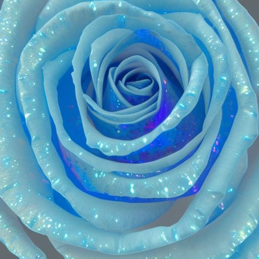 Cobalt blue holographic rose with aquamarine holographic accents& greenish blue holographic accents& turquoise blue holo...