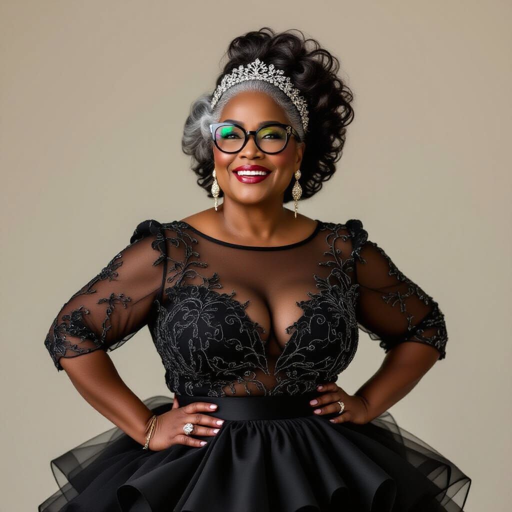 Joyful Portrait of African American Woman with Sparkle