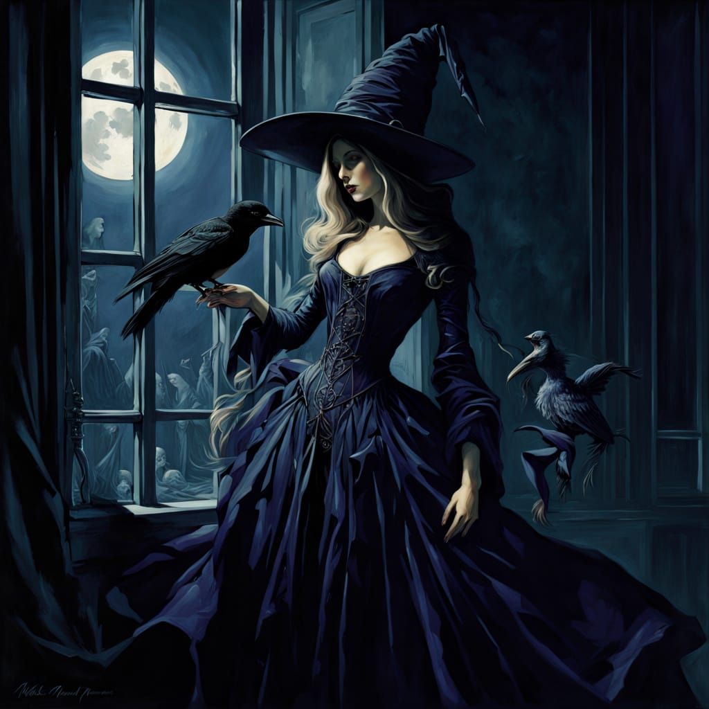 Witch's Familiar in Dramatic Chiaroscuro