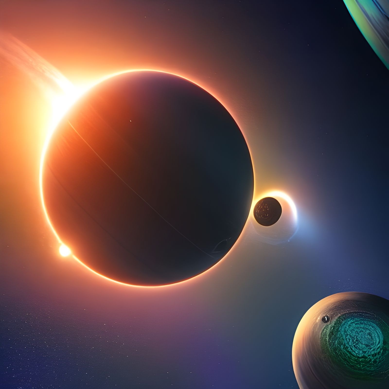 Brilliant Rings Glow Around Planet in Space