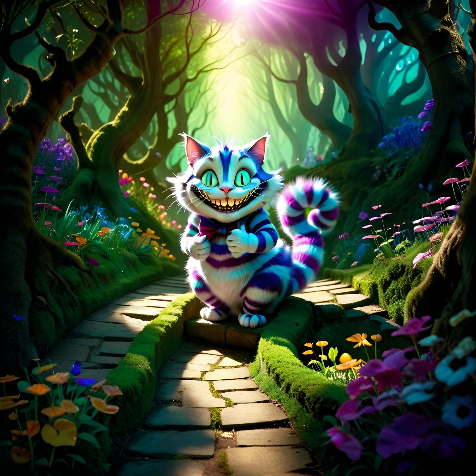 Cheshire Cat Grin in Fairy Tale Forest