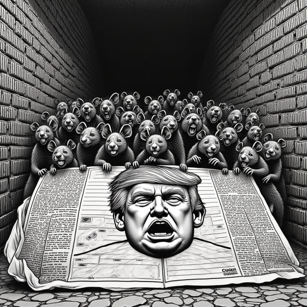 Surreal Comic Strip Art Depicts Trump in Jail, Surrounded by...