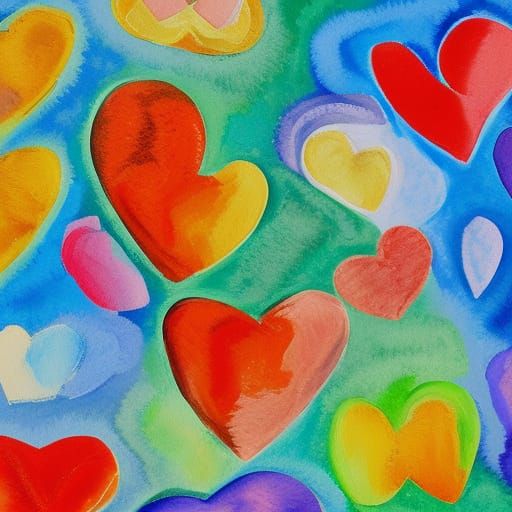 Gouache Hearts: Impressionist Maximalist Masterpiece