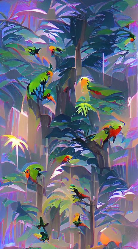 Parrots in the jungle