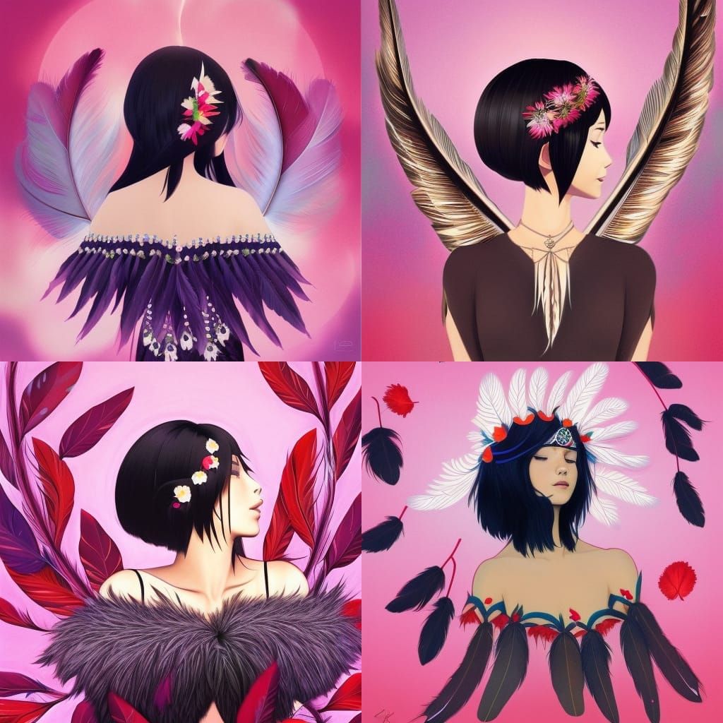 Cree Woman Portrait in Digital Art Style