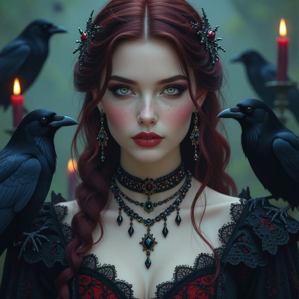 Mystical Woman Portrait in Gothic Style