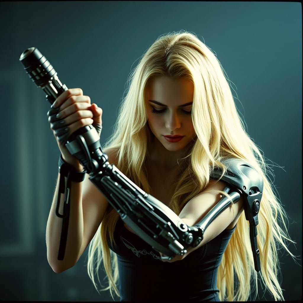 Epic Cyberpunk Femme Fatale Destroys Exoskeletal Terminator