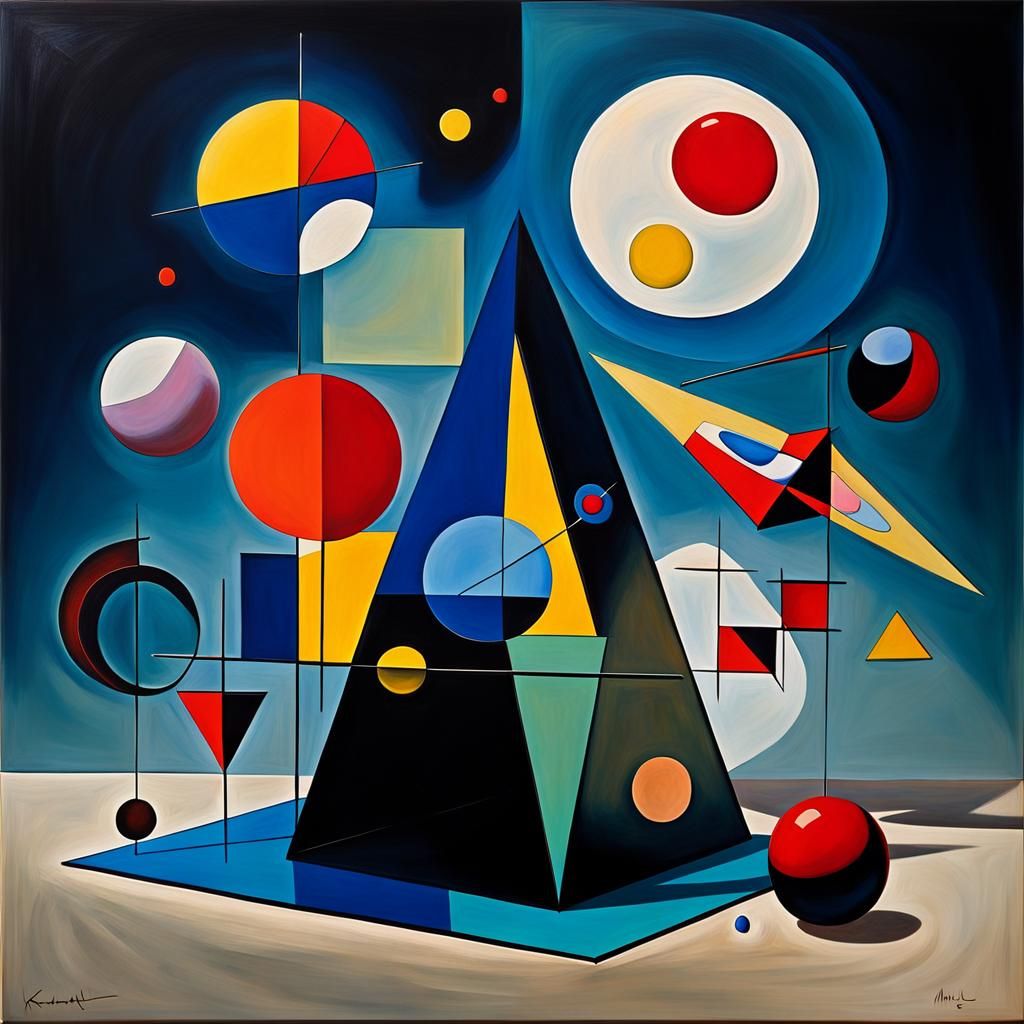 Abstract Geometric Oil Painting in Minimalist Style