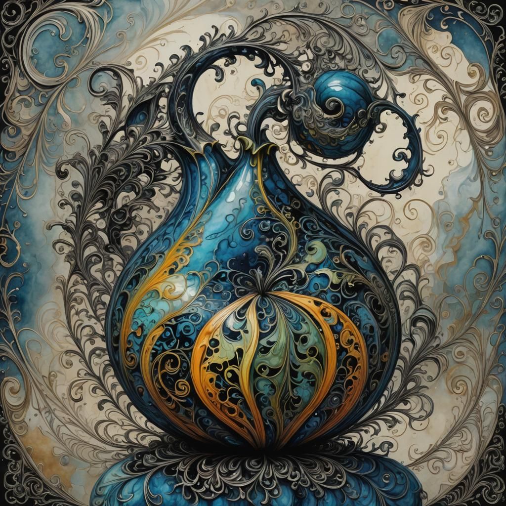 Surreal Marbled Gourd in Gothic Romantic Style