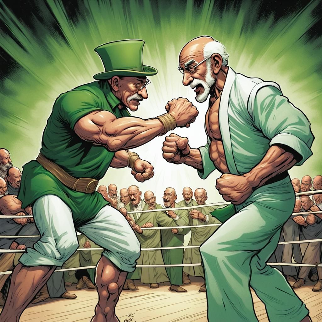 Leprechaun Punches Gandhi: Comic Book Art