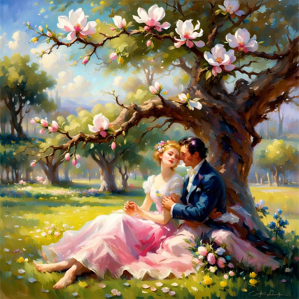 Love under a magnolia tree