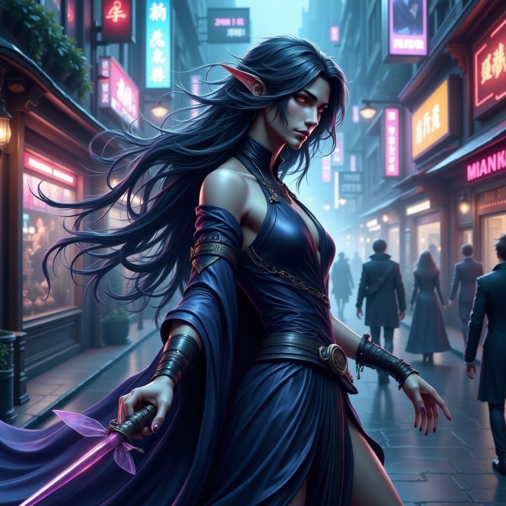 Ethereal Fae in a Cyberpunk Dreamscape