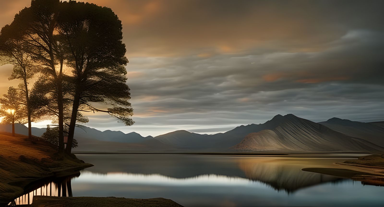 Serene Lake Landscape Photography in Hyperrealism