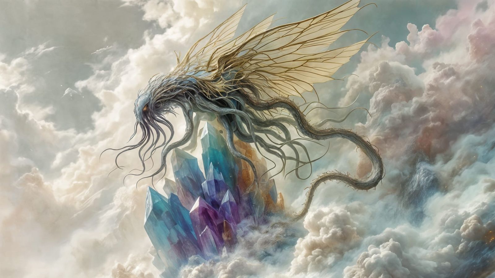 Ethereal Yaldabaoth in Surrealist Watercolor Style