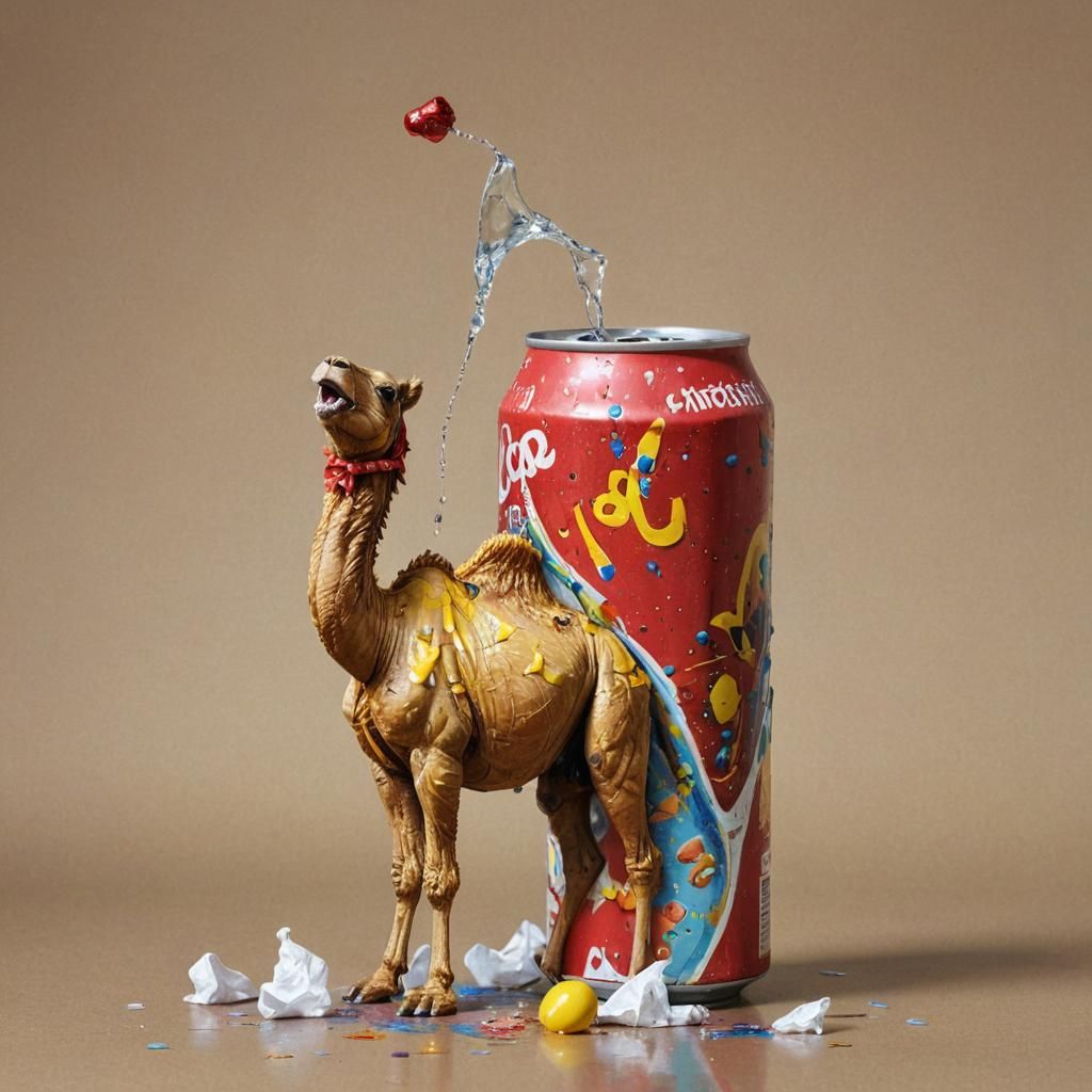 Soda Can with Dancing Wasps: Hyper-Realistic Digital Art