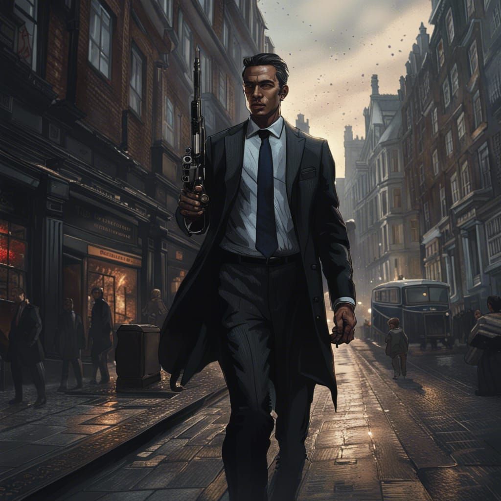 Man in Black Suit: Hyperdetailed Dark Fantasy Art