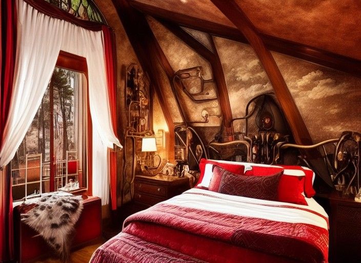 Cozy Steampunk Bedroom in Vampire Mansion