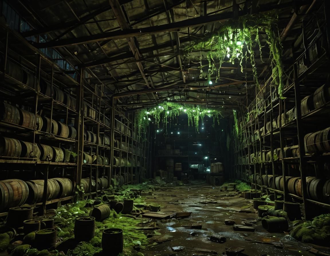 Bioluminescent Fungi Transform Abandoned Warehouse