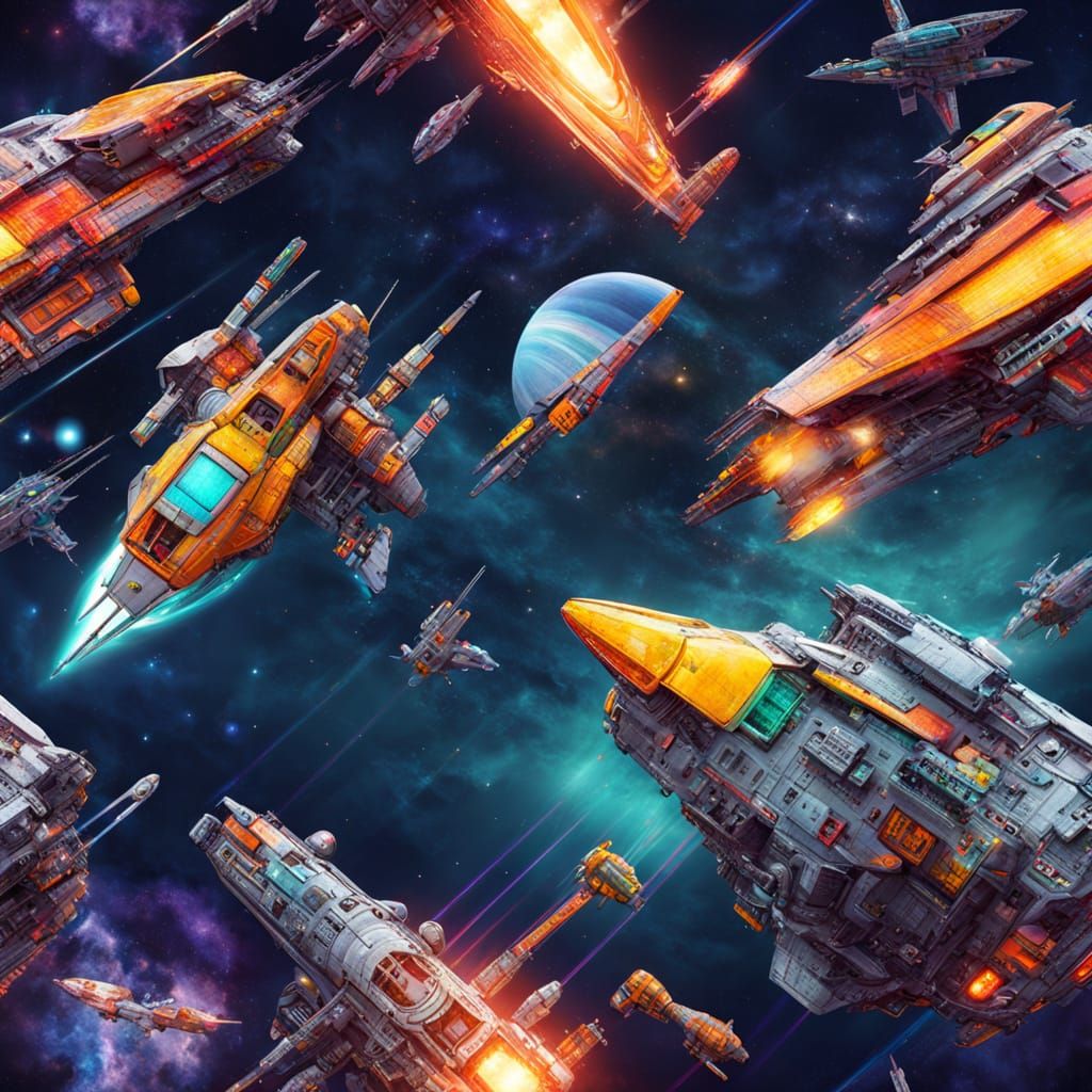 Epic Sci-Fi Space Battle in Digital Art
