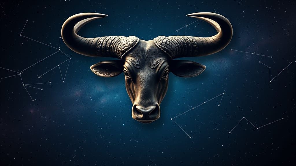 Majestic Taurus Zodiac Head in Cosmic Glory