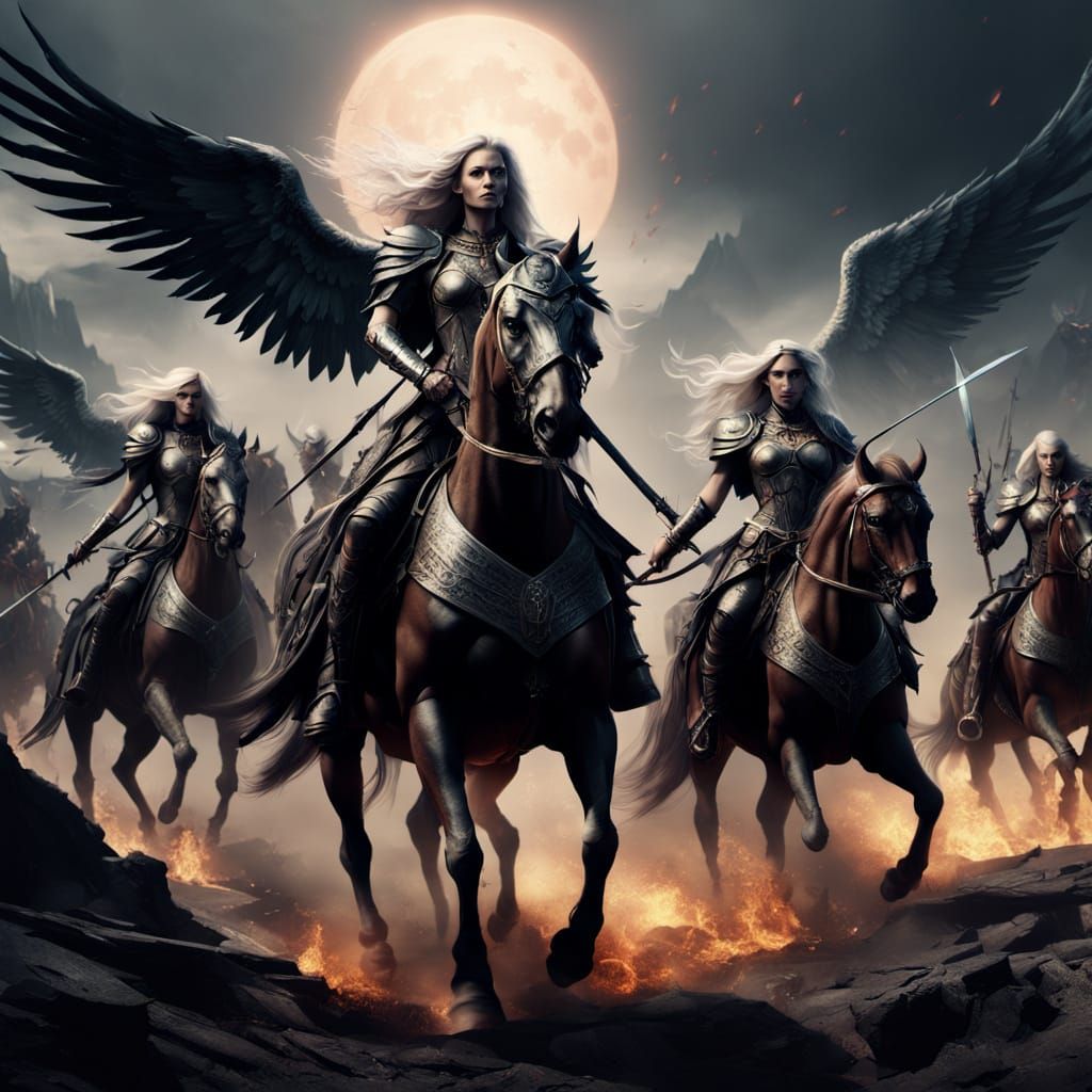 Apocalyptic Angels: Digital Matte Painting of Conquest, War,...