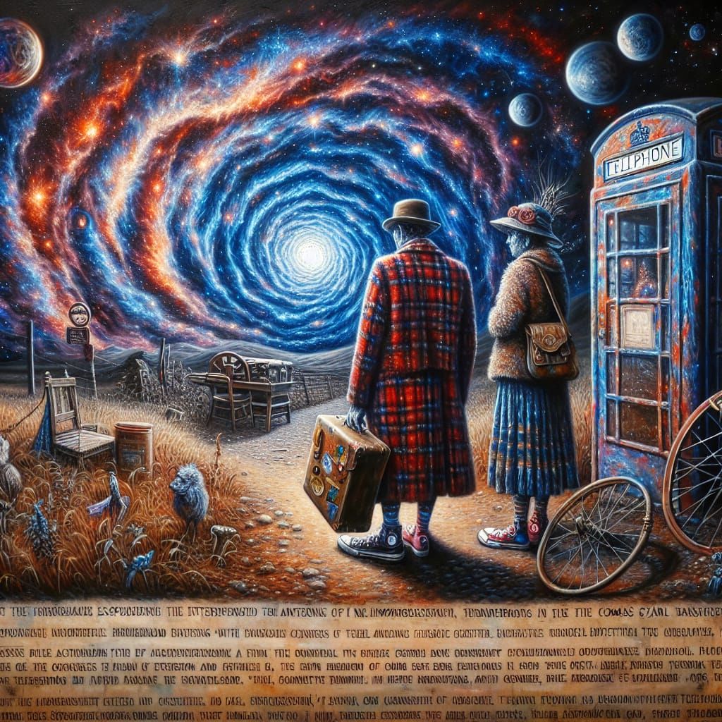 Cosmic Wanderers in Neo-Impressionistic Style