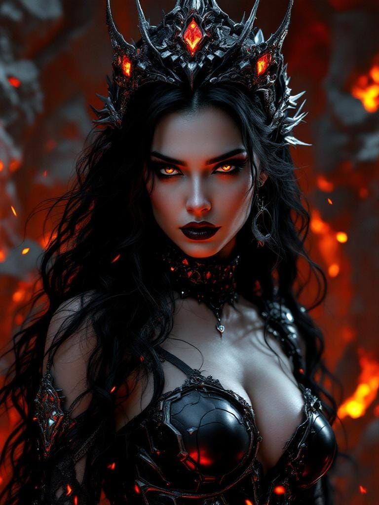 Dark Queen Portrait with Gothic Sci-Fi Armor