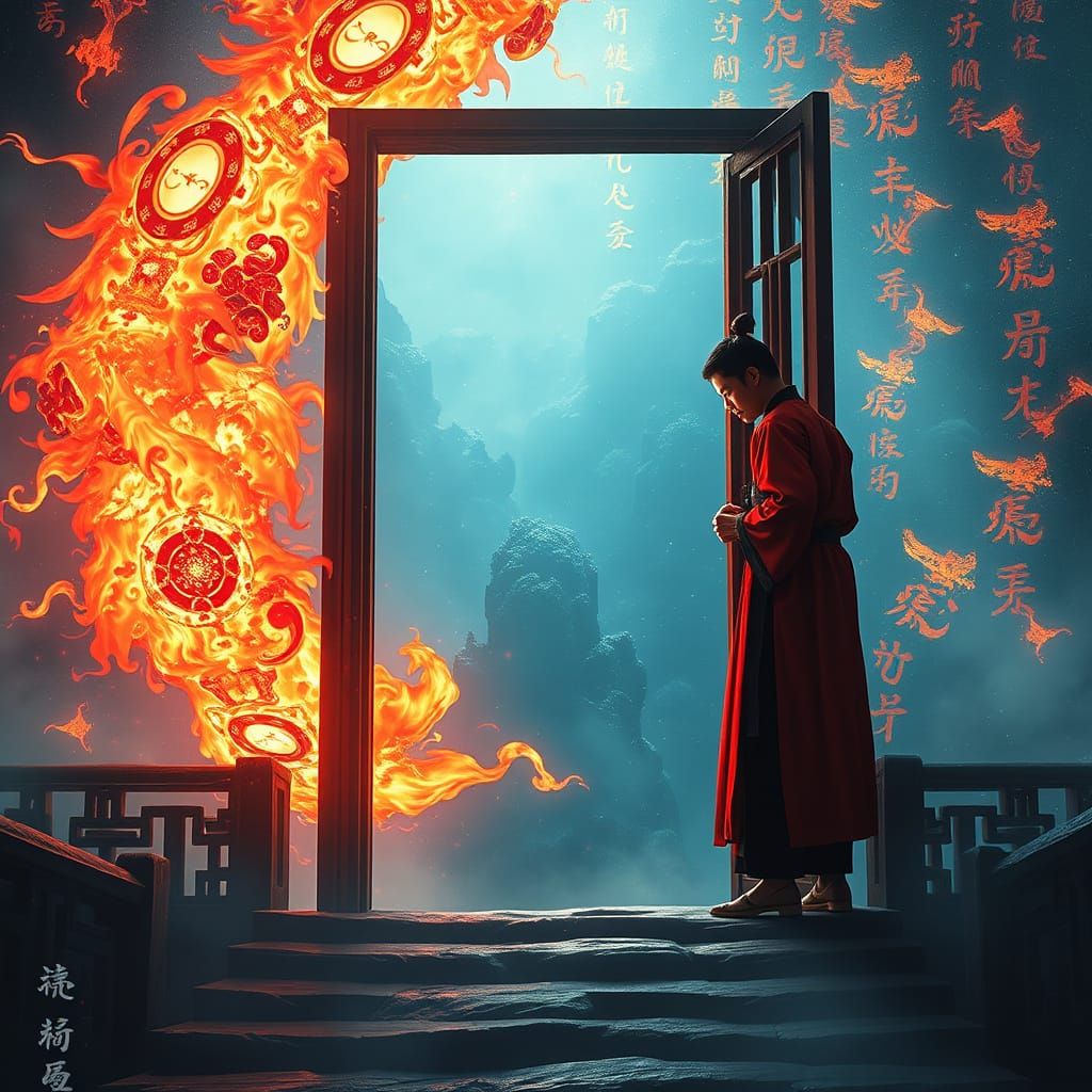 Fantasy Doorway to New World in Splash Art Style