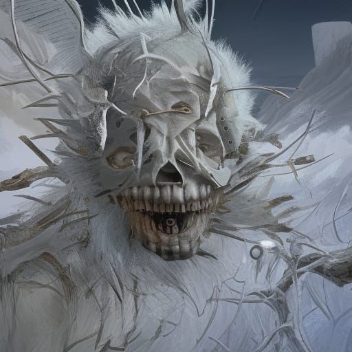 Cyborg Skull Warrior with Barbed Wire Mohawk