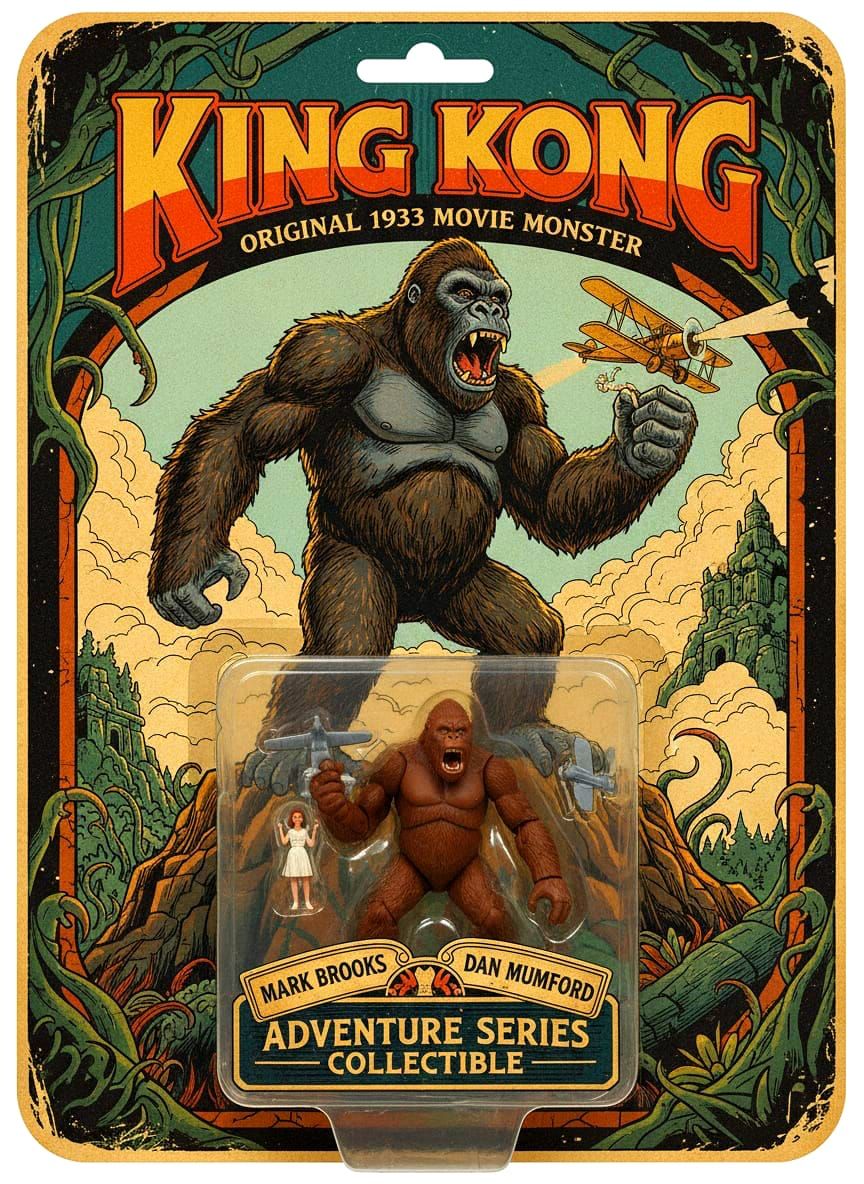An action figure still in the package of King Kong from the ...