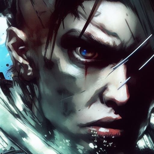 Detailed Portrait in Dynamic Splash Art Style