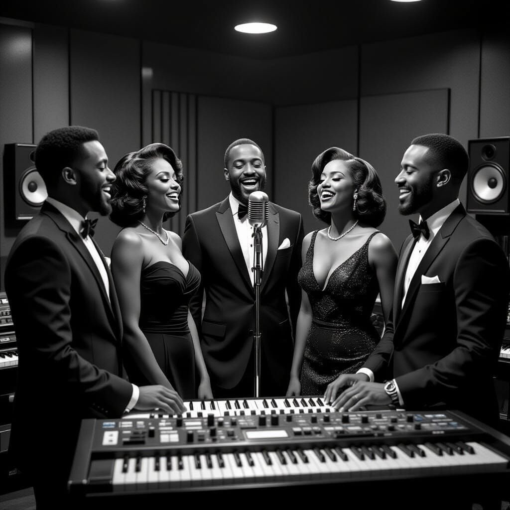 Motown Vocal Group in Recording Studio