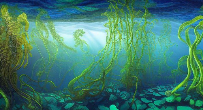 Underwater Kelp Forest in Surrealist Style