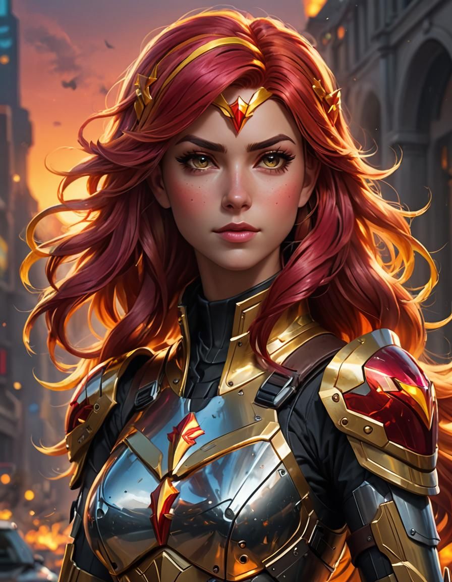 Sunset Shimmer in Armor: Character Portrait
