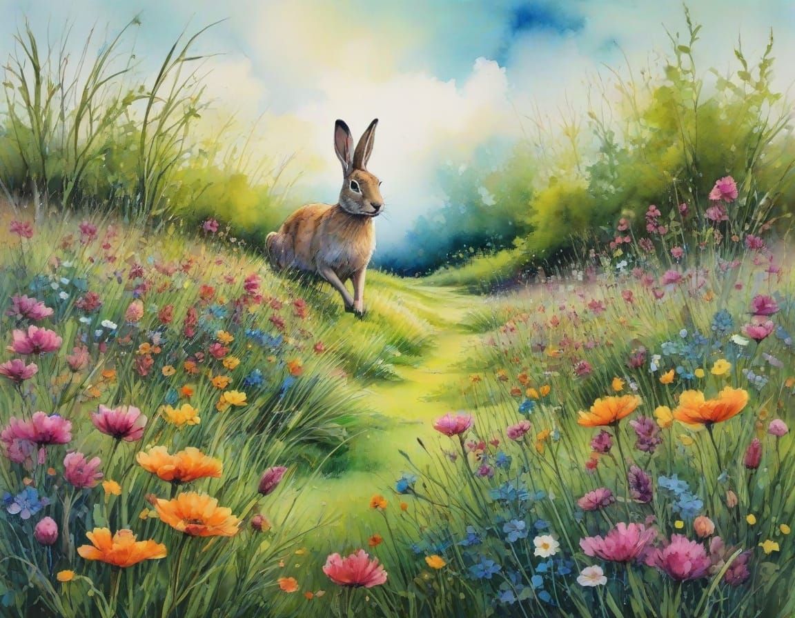 Vibrant Spring Florals in Stylized Alcohol Ink Style