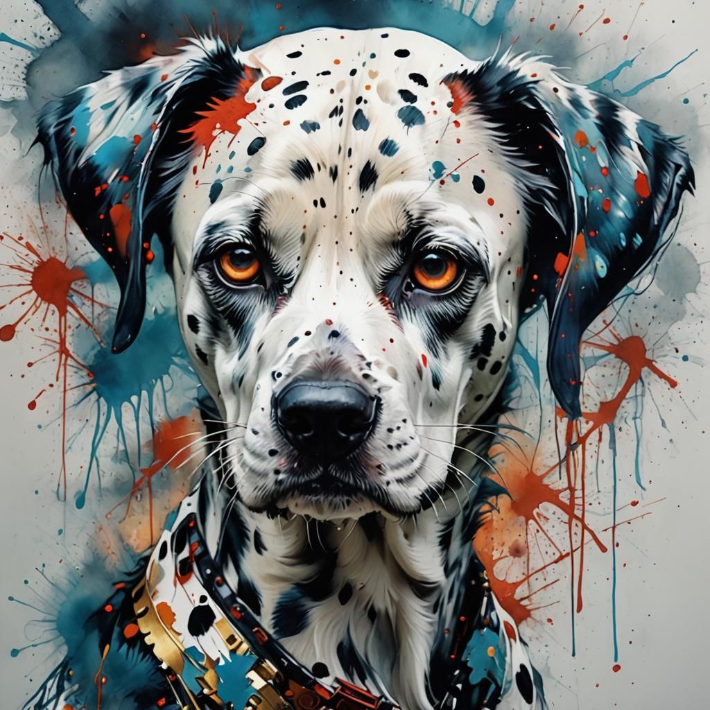 Dreamy Dalmatian Portrait in Vibrant Watercolor Style